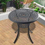 30.71-inch Cast Aluminum Patio Dining Table With Black Frame and Umbrella Hole W1710P166025