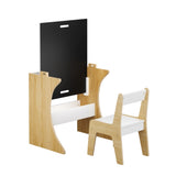 Kids Table Set with One Chair, Multifunctional Wooden Children Study Table-Convertible Tabletop for 58011594