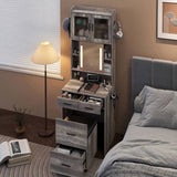 Small Vanity Desk with Sliding Mirror and LED Lights, Makeup Table with Charging Station and Storage 28727409