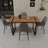 59" MDF natural wood table and modern chair set of 4 pieces, medieval wooden kitchen 41980311