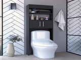 63H" Over The Toilet Cabinet, Two Shelves, Double Door, Black B097132905