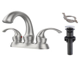Bathroom Faucet 2-Handle Brushed Nickel with Aerator, Swan Style 4-inch Centerset Vanity Sink with 56283642