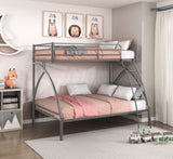 Gray Metal Frame Twin/Full Bunk Bed, Youth Bed, Youth Bedroom Furniture, Easy Assembly B011P248591