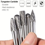 ZUN 10 Pieces/ set Tungsten Carbide Burr Sleeve 6mm Handle Double Cutting Solid Electric Tool Rotary 89591470