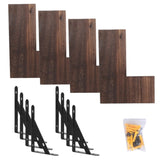Rustic Corner Floating Shelves 4 Pack - Paulownia Wood Wall Shelves with Triangular Metal Brackets, 04436282
