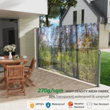 71"x138" Retractable Side Awning Screen, Semi-transparent with UV printing,UPF50,Ideal for blocking W2205P305891