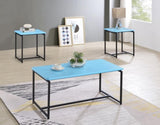 GT 3 Piece Blue Carbon Fiber Wrap Coffee Table and End Table Set B061110722