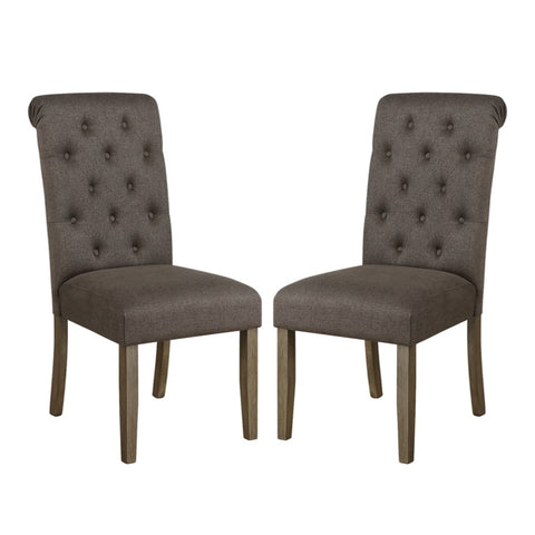 ZUN Set of 2 Fabric Upholstered Dining Chairs, Grey and Rustic Brown B016P224798