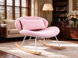 25.59"W x 33.66"D x 29.53"H Indoor Teddy Fabric Rocking Chair, Soft Fluffy Lounge Rocker with White 96668608