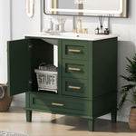 ZUN 30" Bathroom Vanity in Green, Modern Bathroom Cabinet Sink Combo Set, Bathroom Storage Cabinet 29442189