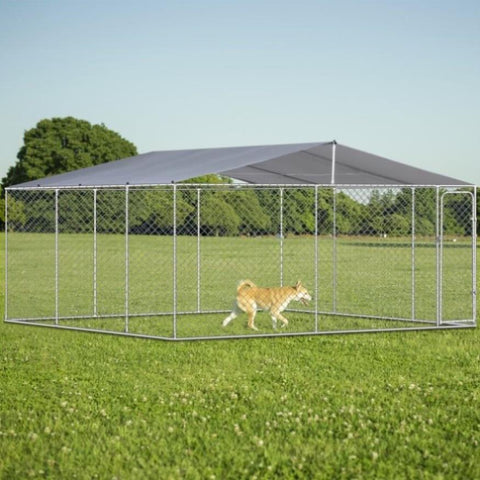 ZUN Dog Kennel Outdoor with Waterproof Canopy 181" * 181" *71.65" 77530509