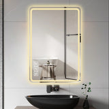 ZUN 24X40 Inch LED Bathroom Mirror Vanity Mirrors with Front Lights Wall Mounted Anti-Fog Frameless Make W2071137649