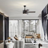 ZUN 52-inch 5-blade Lighted Ceiling Fan with Remote Control , Glass Shade --Matte W1592P162583