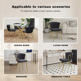 ZUN Modern simple Dark Grey linen dining chair, home bedroom stool back student desk chair, gold-plated W210P208446