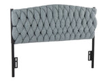 Twin Size Headboard in Black Metal and Blue Fabric B202P223760