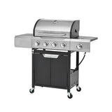 Propane Grill 4 Burner Barbecue Grill Stainless Steel Gas Grill with Side Burner for Outdoor BBQ, 92867109
