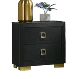 Modern 1pc Nightstand Black Color Center Glide 2-Drawers Bedside Table Square Pulls Bedroom B2741P324374