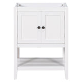 ZUN 24" Bathroom Vanity Base Only, Soild Wood Frame, Bathroom Storage Cabinet with Doors and Open Shelf, WF287735AAK