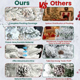 4FT Flocked Christmas Tree with 21 Natural Pinecones, 366 Branch Tips Artificial Plant Tree Full 75093809