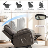 ZUN Power Lift Recliner Chair with Massage for Elderly, Overstuffed Wide Recliners, Heavy Duty and W1622P196284