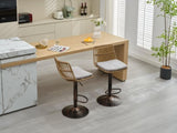 ZUN Set of 2 Rattan Bar Stool, 360 Swivel Bar Chair, Counter Height Chair with Footrest for Kitchen, W1752P195271