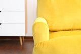 Soft Comfortable 1pc Accent Click Clack Chair with Ottoman Yellow Fabric Upholstered Oak Finish Legs B01166681