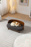 ZUN Scandinavian style Elevated Dog Bed Pet Sofa With Solid Wood legs and Bent Wood Back, cashmesh W794125965