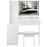 41" Large Size Left Bedside Cabinet Vanity TableCushioned Stool Dresser Set, 2 AC2 USB Power W936P230832