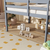 Full Rubber Wood Loft Bed with Ladder,Grey W504P283515