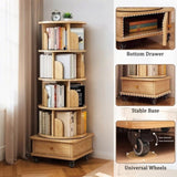 5 Tier Rotating Bookshelf, 360&deg Display Round Spinning Bookshelf with Wheels,-Saving, Small 82303381