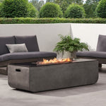 ZUN Outdoor Patio Concrete Fire table, Rectangle Gas Burning 56-Inch Fire Pit - 50, 000 BTU, Light Gray 11233666