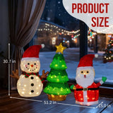 Set of 3 Lighted Santa and Snowman and Xmas Tree Christmasations, Pre-lit Pull Up Holiday 56329969