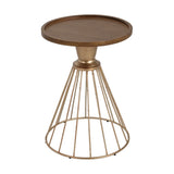 HOLLOW EDGE RETRO ART PINE SIDE TABLE, ANTIQUE GOLD NATURAL COLOR N770P281548A