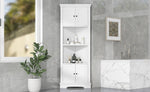 ZUN Tall Bathroom Storage Cabinet, Corner Cabinet with Doors and Adjustable Shelf, MDF Board, White WF318524AAK