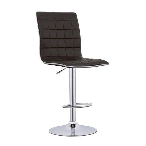 ZUN Waffle Black and Chrome Adjustable Bar Stool B062P153491