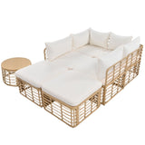 ZUN 7 Pieces Outdoor Patio Furniture, All-Weather Rattan Sectional Sofa Set with Thick Cushions and 82226098