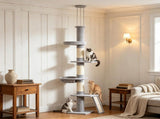 Adjustable Height Cat Tree 90.6-102.4 Inch Floor to Ceiling 5-Level Cat Tower with 3-Rod Support 66688005