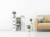 Storage Bathroom Cabinet, 2 Doors 4 Drawers Bathroom Cabinet, White 39915074