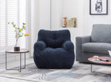 010-Soft Teddy Fabric Tufted Foam Bean Bag Chair With Teddy Fabric Dark Blue W52761254