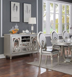 Formal Dining Room Furniture 2pcs Chairs Silver Side Chair Cutout back Cushion Leatherette B011P309220