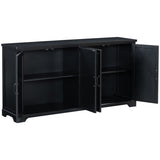U_STYLE American Country Style Wooden Sideboard with Pine Doors and Legs, 4 Metal Handles, for N711P239354B
