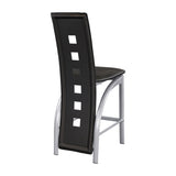 Set of 2pc Modern Style Counter Height Chairs Metal Base and Leather Upholstered Back B01143601