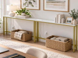 2Pcs 78.74"x5.91"x31.10" Console Table, MDF with Melamine Veneer & Iron Frame, with Power Outlet, 61210454