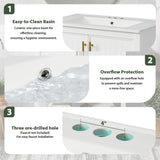 30-Inch White Bathroom Vanity with Ceramic Sink and Versatile Storage - Ideal for Small Bathrooms WF325888AAK