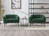29.9'' Modern Upholstered Chenille Vanity Barrel Accent with Metal Legs, Channel Tufted Lounge W3118P328899