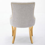 Chenille Dining Chairs, Modern Style with Curved Gold - Plated Legs & Rivet Trim, Upholstered W1143P332684