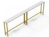 2Pcs 78.74"x5.91"x31.10" Console Table, MDF with Melamine Veneer & Iron Frame, with Power Outlet, 61210454