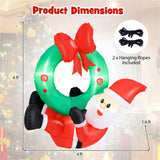 4ft Inflatable Santa Wreath Christmas Decor 5 LED Lights , IP44 Waterproof 90175772