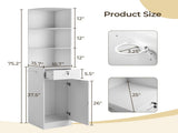 3-Tier Corner Salon Cabinet with 1 Door & 1 Drawer, 15mm E0 Grade Particleboard Matt White, 75.2" H 73777296