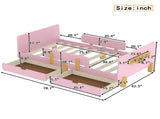 Twin Size Platform Bed with Storage Drawers, Solid Wood Beds Frame with Bed Guardrail, Small Shelf, W1580P373242